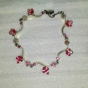 Claire's Silver Bracelet with Pink Roses. Excellent condition.